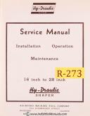 Rockford-Rockford Series 14\", 16 20 24 28, Shaper, Service & Maintenance Manual 1951-14\"-16\"-20\"-24\"-28 Inch-28\"-02